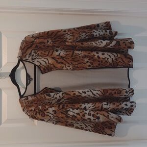 Lularoe Elegant Stella Bolero jacket Faux Fur Animal Leopard Print Size 2XL